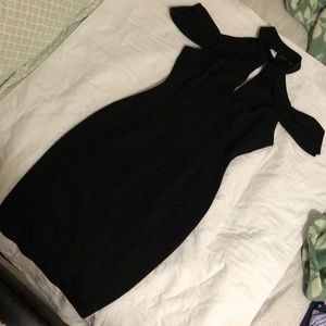 Black Halter Cold Shoulder Dress
